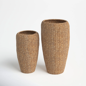 Tall Seagrass <b>Wicker</b> Floor <b>Planter</b> Indoor Outdoor Decorative <b>Standing</b> Plant Pot Natural Woven Flower Garden Home Decor Modern - Product Image 1