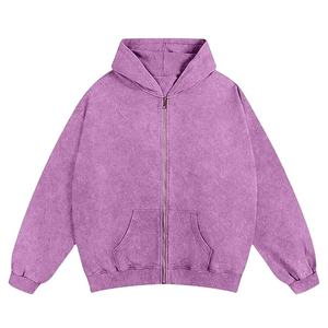 Custom Luxury Brown Acid <b>Wash</b> Hoodie For Men Streetwear Cotton Fleece Blank Vintage Oversized Washed Sun Faded Men's Hoodies - Product Image 3