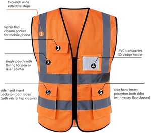 Chaleco vSafety para Mujeres Hombres Seguridad de alta visibilidad con bolsillo con cremallera frontal Cumple con el estándar ANSI/ISEA - Product Image 2