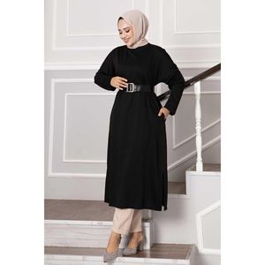 Tunique élégante et décontractée pour femme, design caftan grande taille personnalisé avec tissu mélangé noir, taille XS à XL, pour les occasions de jour et de festival - Product Image 1