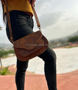 Bolso de mano de cuero auténtico de grano completo hecho a mano para mujer, bolso de hombro cruzado de uso de oficina de cuero Vintage auténtico - Product Image 4