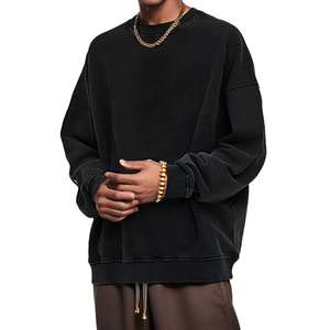 Sweat-shirt à col rond en coton vintage délavé à l'acide, manches longues, surdimensionné, personnalisé, vêtements pour hommes, en vente - Product Image 1