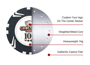 Fichas de Póker de Arcilla de 40mm y 14G, Lisas, Directas de Fábrica, con Adhesivo para Logotipo Personalizado, Centro con Diseño de Pelota de Golf, Regalo para Sala de <span class=keywords><strong>Casino</strong></span> - Product Image 4