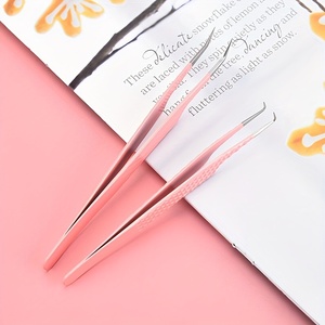 Pinzas de pestañas con punta de fibra Logotipo personalizado Venta al por mayor Pinzas de volumen de punta de fibra de etiqueta privada de alta calidad profesional Extensión de pestañas - Product Image 2