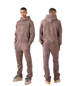 Logo personnalisé 2025 broderie en détresse survêtement pour hommes à capuche grande taille écologique imprimé solide motif hiver essentiel - Product Image 1