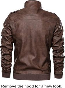 Men's High Quality Leather <b>Jacket</b> New Design with Sleek Finish Lightweight <b>Slim</b> <b>Fit</b> Biker Style Winter Season Removeable Hood - Product Image 6