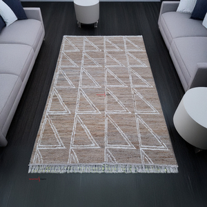 Ensembles de tapis de jute brodés de taille personnalisée de luxe tapis de laine naturelle faits à la main durables pour la qualité d'exportation de salon - Product Image 1