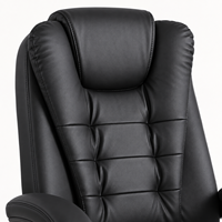 Chaise de bureau de direction avec repose-pieds rétractable, revêtement en PVC noir et base chromée à cinq branches pour espaces de travail modernes