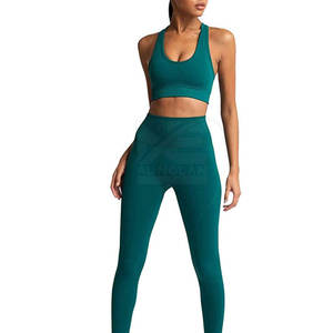 Ropa de Fitness para gimnasio para mujer, nuevo estilo, conjuntos de Yoga con patrón sólido, equipo de entrenamiento informal de tamaño personalizado, transpirable LICRA/poliéster - Product Image 1