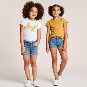 กางเกงยีนส์ขาสั้นเด็กผู้หญิง พรีเมียม เอวสบาย ใส่ลำลอง ออกนอกบ้าน ระบายอากาศได้ดี ผ้าฝ้ายผสม สีติดทนนาน ดูทันสมัย สมบูรณ์แบบ - Product Image 5