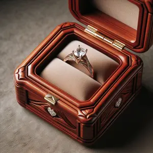 우아한 천상의 조화 수제 나무 결혼 반지 상자 완벽한 선물 개인 조각 고급스러운 벨벳 안감