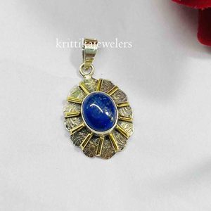 925 argent Sterling naturel ovale coupe Lapis Lazuli pendentif bijoux fins avec réglage de lunette pour les fêtes en gros bijoux et breloques - Product Image 1