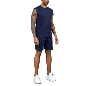 Two-Piece Men's High Street Style Summer Short <b>Sets</b> Plus Size Quick Dry Breathable <b>Knitted</b> Polyester/Cotton Terry Fabric Solid - Product Image 6