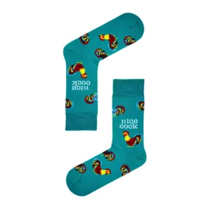 Nice Rooster Patterned <b>Sock</b> Digital Printed Cock Breathable Spandex Polyester One Size Fits Daily Use <b>White</b> Color Perfect Gift - Product Image 1