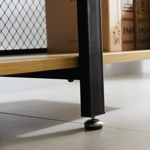 Armoire de rangement décorative en bois et métal noir, mobilier de style coréen, design moderne, étagère à livres, bibliothèque, salon - Product Image 4