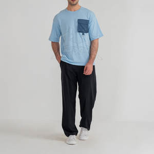 เสื้อยืดลำลองผู้ชายเย็บสองชั้นสำหรับเสื้อยืดผู้ชายที่มีความทนทานเป็นพิเศษมีโลโก้ที่ทันสมัยและผ้านุ่ม - Product Image 3