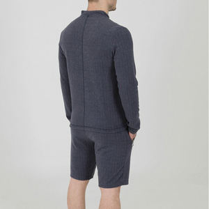 Conjunto de camiseta y pantalones cortos de verano para hombre, estilo urbano y deportivo, con media cremallera, de bambú grueso, para personalizar con logo. - Product Image 3