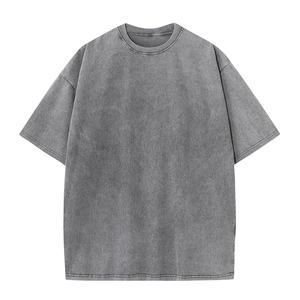 T-shirt 100% coton personnalisé pour hommes de haute qualité en détresse style vintage personnalisé délavé à l'acide surdimensionné logo chemise décontractée - Product Image 1