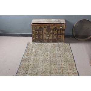 Tapis vintage 3,5x6,5 pieds, tapis d'inspiration turque, tapis rayé marron - Product Image 4