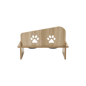 מעמד מרובע מעץ עם שם מותאם אישית למזון ומים לחתולים וכלבים, עם מתקן מים ממתכת ומשטח לחתולים וכלבים - Product Image 3