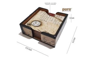High Quality Bohemian Style Handmade Eco-Friendly Wooden Printed Coasters Export Quality for <b>Table</b> <b>Protection</b> Decor Wholesale - Product Image 2