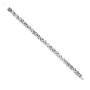 Bracelet tennis en or jaune 14 carats plaqué rhodium, diamants naturels, design élégant et large à plusieurs rangs, serti à griffes pour - Product Image 1