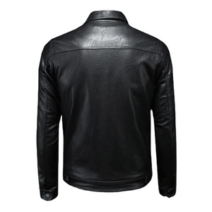 Chaqueta de cuero de motocicleta para hombre de primavera y otoño, chaqueta de cuero blanca y negra con cuello levantado informal, abrigo de PU con cremallera - Product Image 5