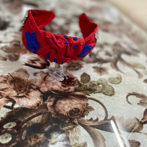 Bandeau noué élégant de perle de rocaille pour l'accessoire tressé de bandeau de tissu et de velours à la mode de femmes - Product Image 1