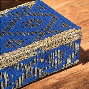 Premium Custom Blue Rectangular Cotton <b>Hamper</b> <b>Basket</b> Multipurpose Storage Organizer Made in India - Product Image 2