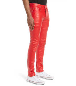 Pantalon en cuir de coupe régulière pour homme, durable, confortable et décontracté Tous les jours Couleur unie Plat devant Taille élastique Meilleur prix - Product Image 3
