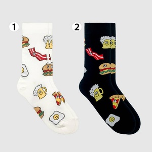 Funny Cartoon Food Crew <b>Socks</b> with Burger Beer Egg Design Knitted Cotton Custom Logo for <b>Women</b> Gift or Daily Use Wholesale - Product Image 1