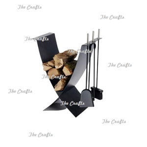 Porte-bûches en fer noir robuste, taille et forme personnalisées, pour usage extérieur et intérieur - Product Image 4