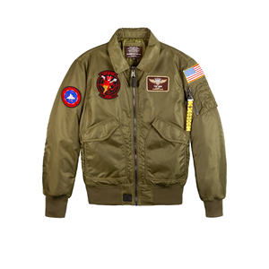 2025 Wholesale Price Men's Top Gun CWU-45 <b>Vintage</b> Cow Skin <b>Bomber</b> <b>Jacket</b> Canvas Front Custom Logo Breathable Winter Outdoor - Product Image 1