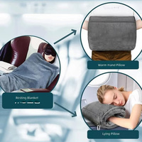 Couverture de voyage compacte, couverture d'avion portable, pliable, 2 en 1, ensemble d'oreiller de voyage lesté avec logo personnalisé pour les vols