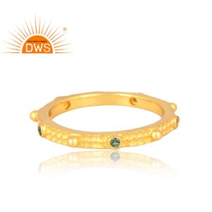 Nueva tendencia, anillo de piedras preciosas de Esmeralda Natural chapado en oro de 18 quilates de latón, joyería fina Demi para mujer, regalo para ella - Product Image 3