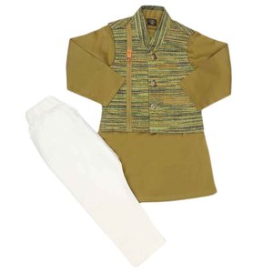 Traje Shalwar con Chaleco para Niños - Verde - Product Image 2