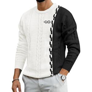 Respirant pas cher prix bas quantité minimale de commande hiver hommes pulls à col rond vêtements décontractés pull brodé personnalisé pull tricoté - Product Image 1