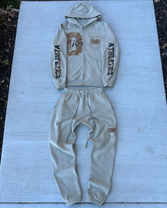 ชุดกางเกงวอร์มมีฮู้ดผ้าคอตตอนมีซิประบายอากาศได้ขาแบบ100% กำหนดเองได้กางเกงขาบานสำหรับฤดูหนาวน้ำหนักมาก - Product Image 3