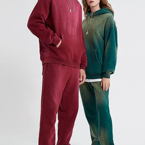 Chándal deportivo de algodón personalizado de talla grande para hombre, chándal para correr para gimnasio, estampado de pantalla personalizado y traje para correr Sunfaded personalizado, conjunto de chándal para hombre - Product Image 5