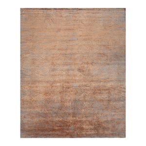 Tapis Uvenuti noué à la main en laine et soie de bambou, bleu, 10 mm d'épaisseur, rectangulaire, motif patchwork abstrait pour la maison, le couloir, le sol - LRB-5005 - Product Image 1