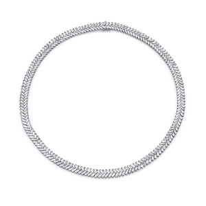Collier Tennis en Or 18 carats avec Diamants Baguette Naturels (Naturels) à Fermeture Éclair, Bijoux de Mariage, Fabrication de Bijoux en Gros et au Détail OEM - Product Image 1