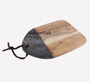 Tabla de cortar de verduras de mármol y madera de forma redonda con mango, productos de utensilios de cocina, tabla de cortar del mejor vendedor, 2025 - Product Image 5