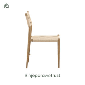 Chaise de salle à manger ergonomique moderne pour appartement, cadre en teck massif, siège et dossier en rotin synthétique tressé, écologique pour - Product Image 3