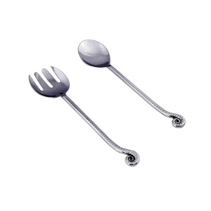 ใหม่ดูโลหะ Flatware ใหม่ล่าสุดชุดช้อนส้อมสแตนเลสสลัดเซิร์ฟเวอร์ชุดสองการออกแบบใหม่ชุดช้อนส้อมโลหะ - Product Image 3