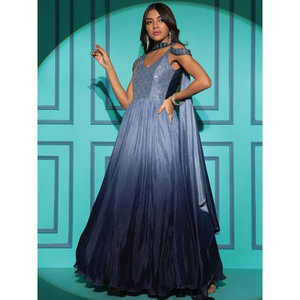 ชุดราตรีงานเลี้ยงสีเทาปักลายผ้าชีฟอง ไซส์ XL สวยสง่า เหมาะสำหรับงานแต่งงาน - Product Image 1