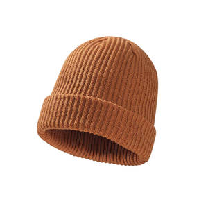 Rib Knit Custom <b>Beanies</b> Winter Caps With Logo Plain <b>Streetwear</b> Style - Product Image 4