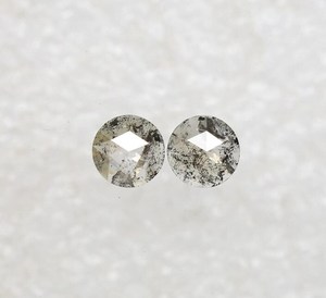 5มม.-0.37กะรัตเกลือธรรมชาติและพริกไทยลูกแพร์สีเทาทรงกลมตัดเพชรคู่2ชิ้นเพชรหลวมขัดดีมากสำหรับการรับรอง - Product Image 1