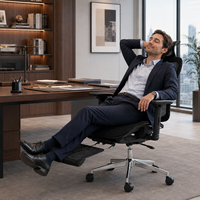 Chaise de bureau ergonomique en maille à dossier haut, pivotante, avec appui-tête réglable, support lombaire et repose-pieds – Fournisseur