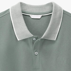 Vêtements de sport de plein air respirants et écologiques de haute qualité en coton avec logo personnalisé pour hommes, manches courtes, coupe régulière, col montant - Product Image 2