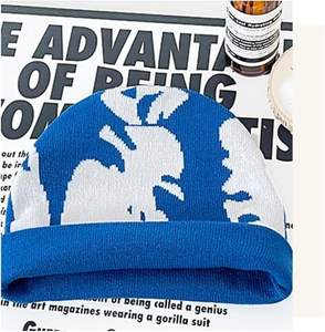 Bonnet rouge blanc en tricot graphique unisexe Streetwear hiver casquette tête de mort chaud tricoté Hip Hop mode Jacquard Logo personnalisé fournisseur - Product Image 3